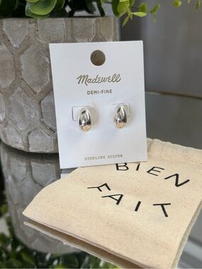 Madewell Demi-Fine Sterling Silver Puffy Dome Stud Earrings NWT